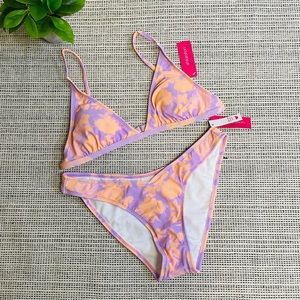 Xhilatation Women’s Large 2 Piece swimsuit, bikini Purple, orange and white